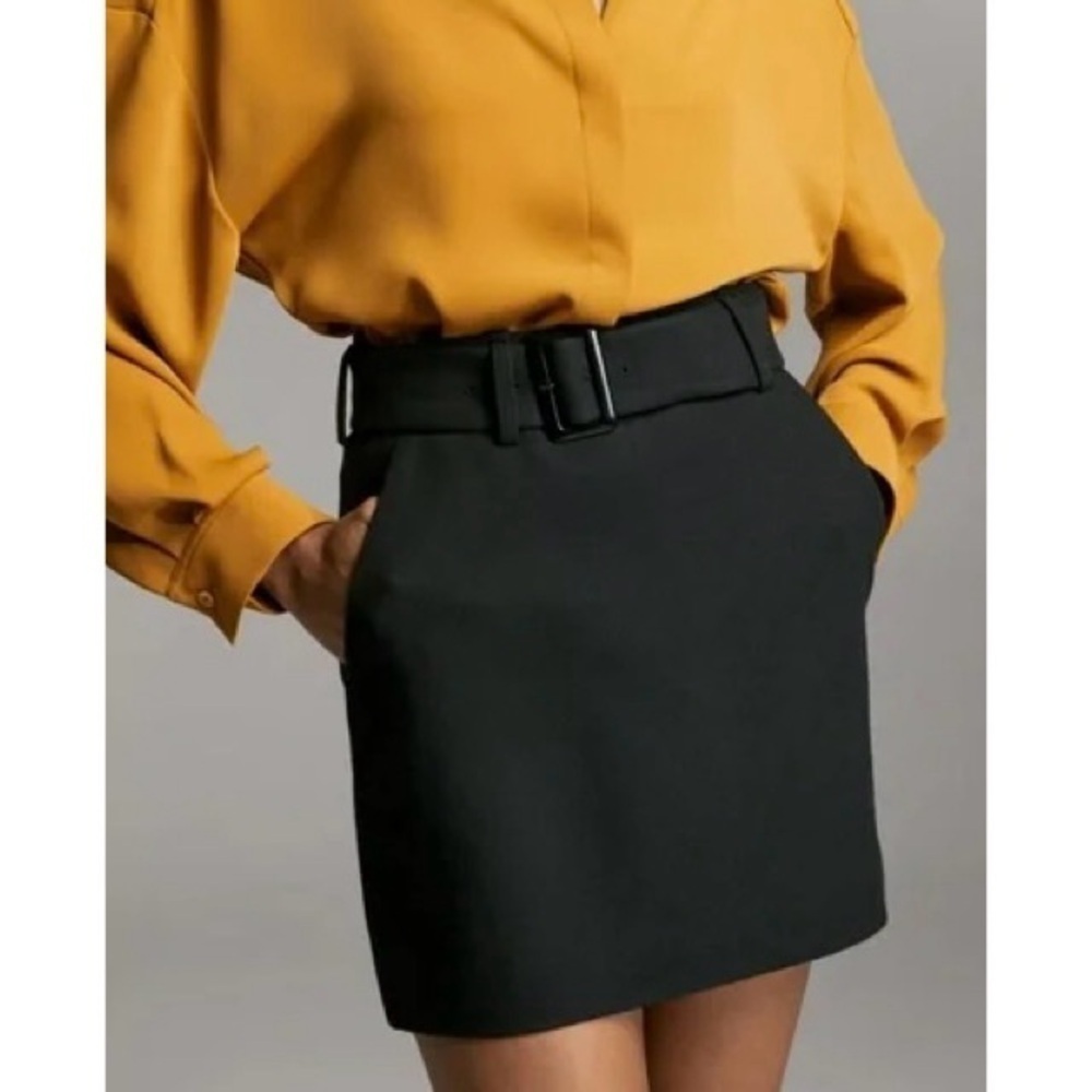 NEW ARITZIA BABATON Erickson Belted Mini Skirt in Black